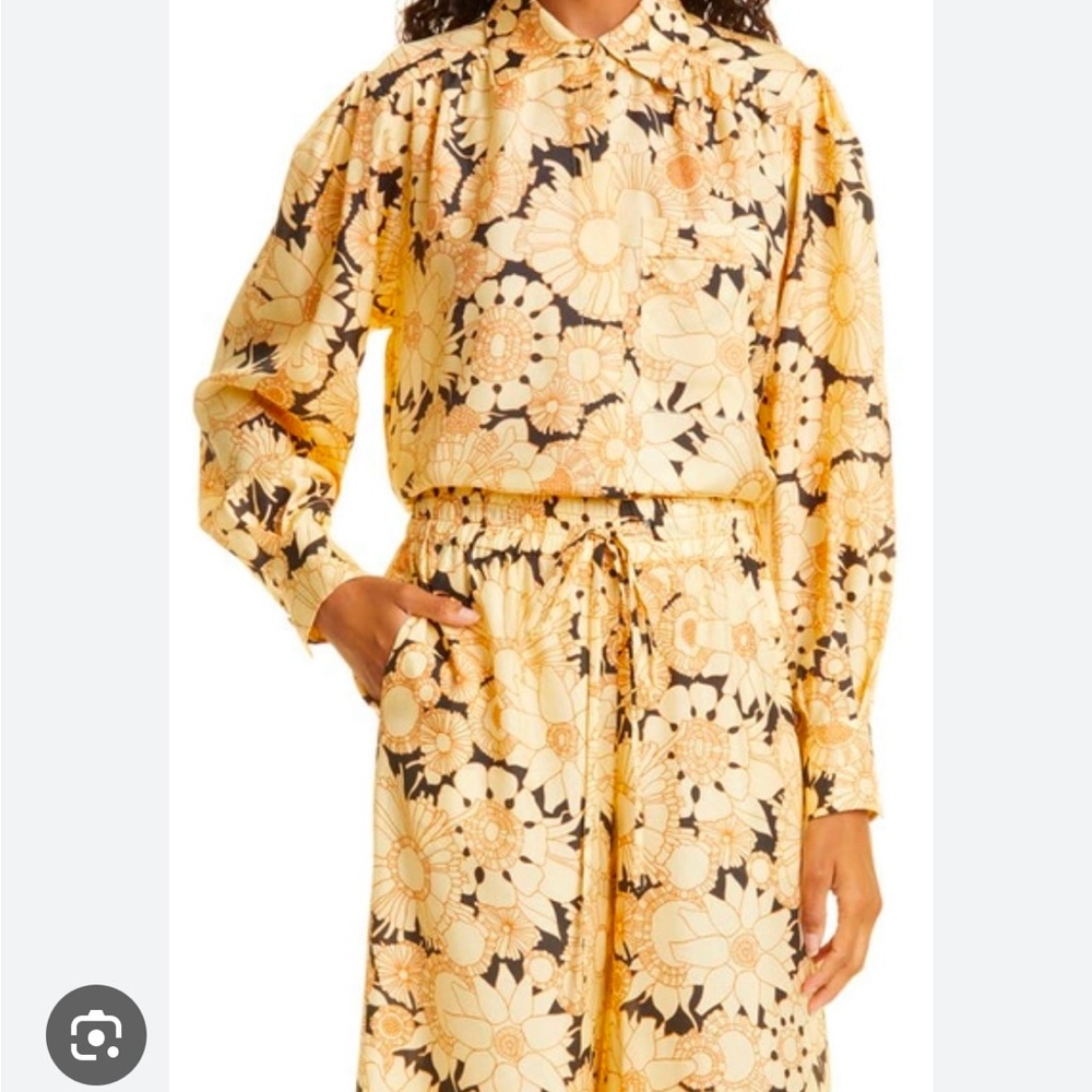 SET!! 2 piece Rebecca Taylor 100% silk blouse and pant matching set